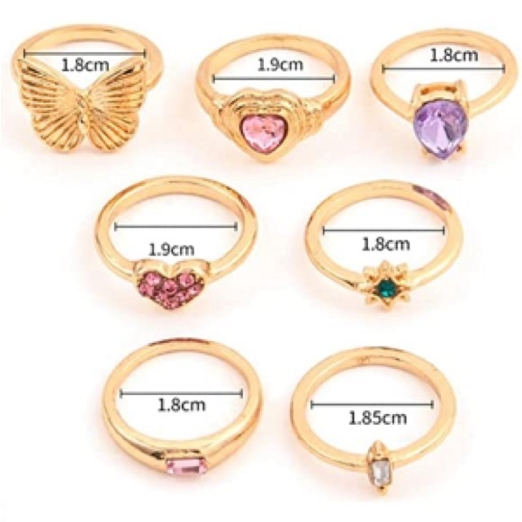 7PC Gold Stackable Ring Set - Picture 3 of 4